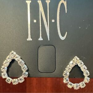 INC  Open Crystal tear  drop Post Earrings